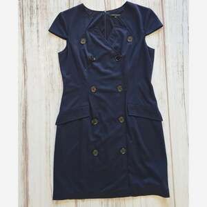 David Meister Navy Blue Cap Sleeve Button Front Dress sz 12